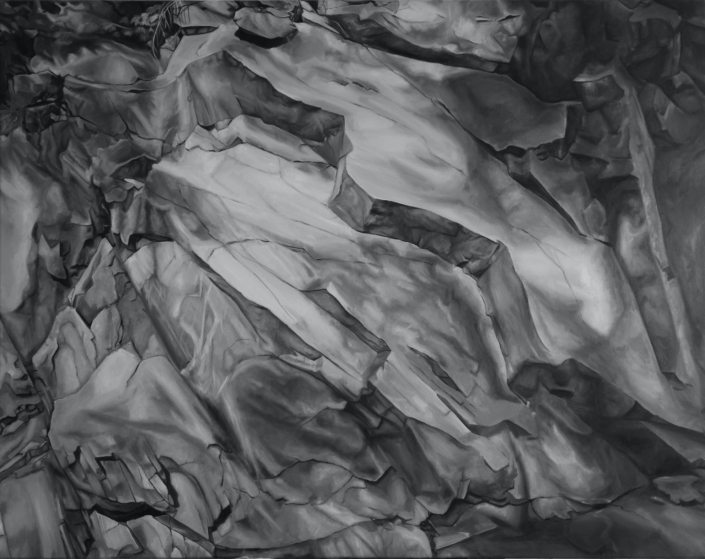 Sibel Kocakaya, «Untitled (Rocky mountain from Ticino)», 2018, Öl auf Leinwand, 80 x 100 cm