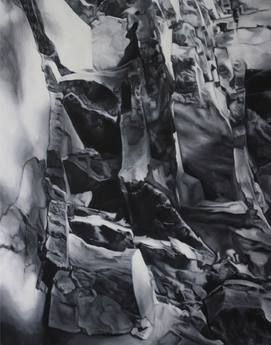 Sibel Kocakaya, «Untitled (rocky mountain from Ticino)», 2018, Öl auf Leinwand, 100 x 80 cm