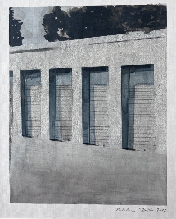 Kotscha Reist «Shelter», 2023, Oel und Aquarell auf Papier 45 x 37 cm