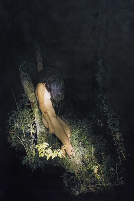 Katia Bourdarel «L’épaisseur des ombres #1», 2021, Oel auf Leinwand, 100 x 50 cm