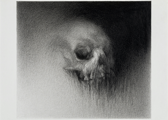 Christian Denzler, «Memento Mori», Farbstift auf Papier, 44 x 60 cm, 2023