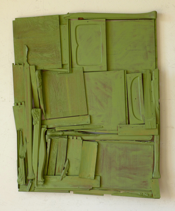 Reto Leibundgut, o.T., 2023, Holz, Farbe, 110 x 86 x 7 cm