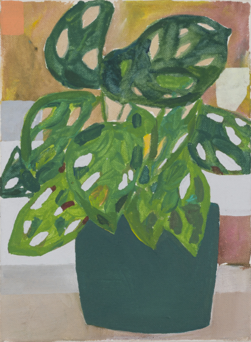 Sereina Steinemann, «Monstera», 2021, Acryl auf Baumwolle, 26 x 19 cm