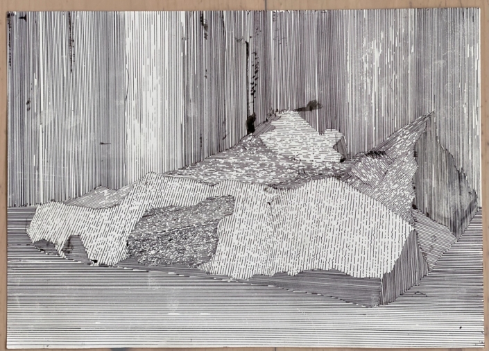Peter Soriano, Ilulissat #47, 2021, Tusche auf Papier, 30 x 42 cm
